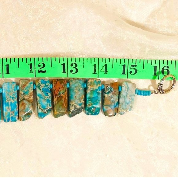 💖Beautiful Turquoise Choker Necklace Set! NEW! 16 in long /NS20 - Picture 3 of 6
